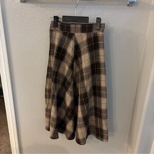 Elegant Checkered A-Line Skirt in Brown and Cream
